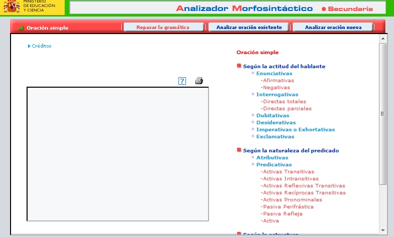 REA DE INTERÉS: ANALIZADOR MORFOSINTÁCTICO DEL MINISTERIO DE EDUCACIÓN Y CIENCIA