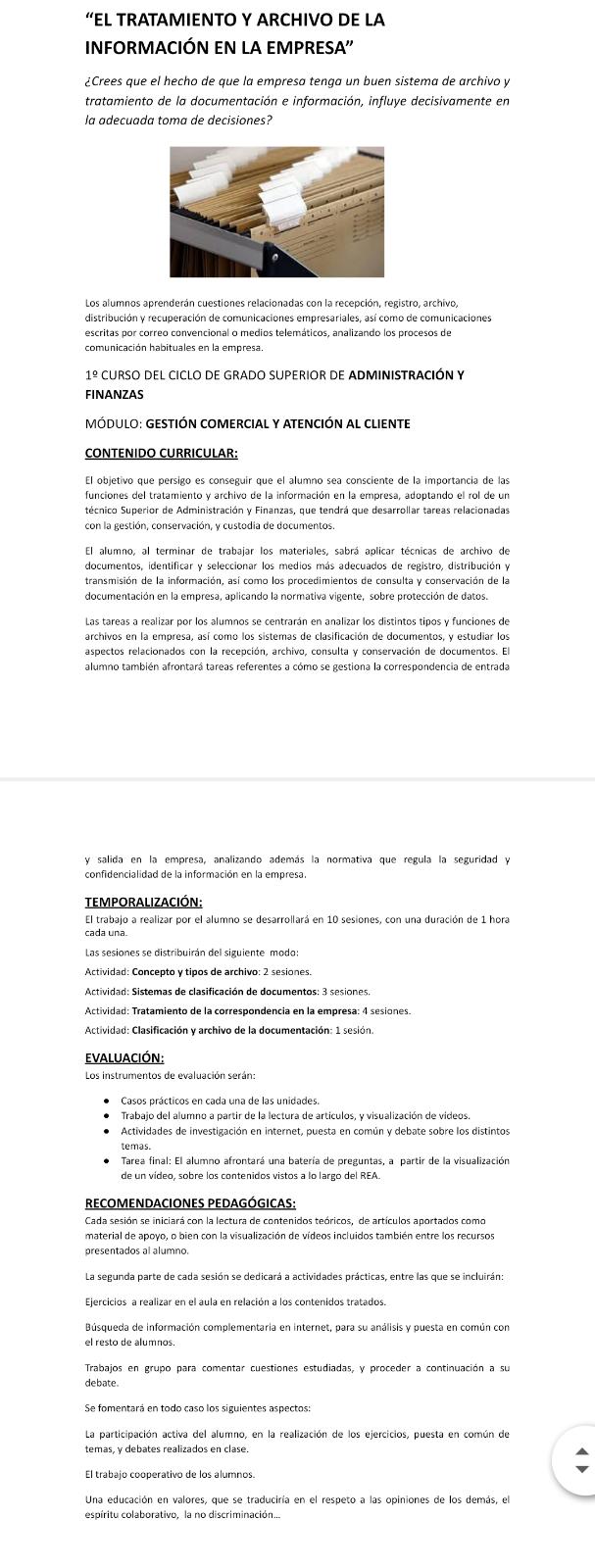 EL TRATAMIENTO Y ARCHIVO DE LA INFORMACIÓN EN LA EMPRESA