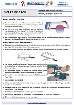 Sierra de arco: Ficha de herramienta del taller de tecnologías
