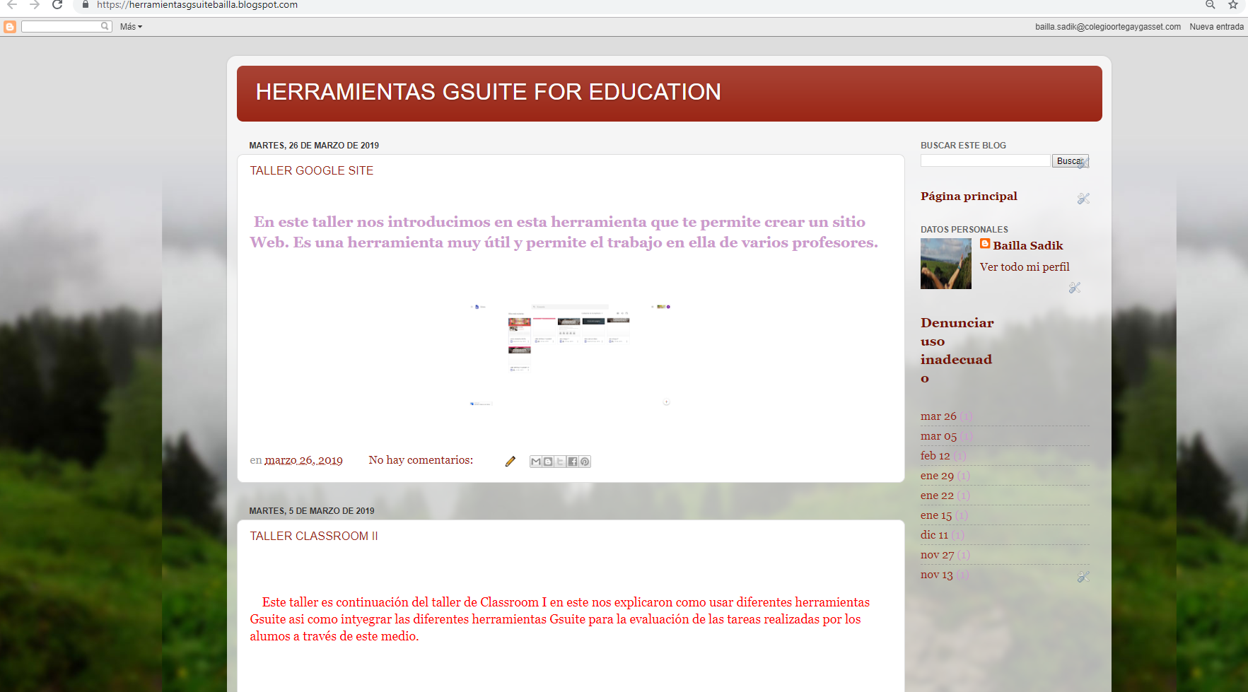 Talleres herramientas Gsuite for education curso 2018-19