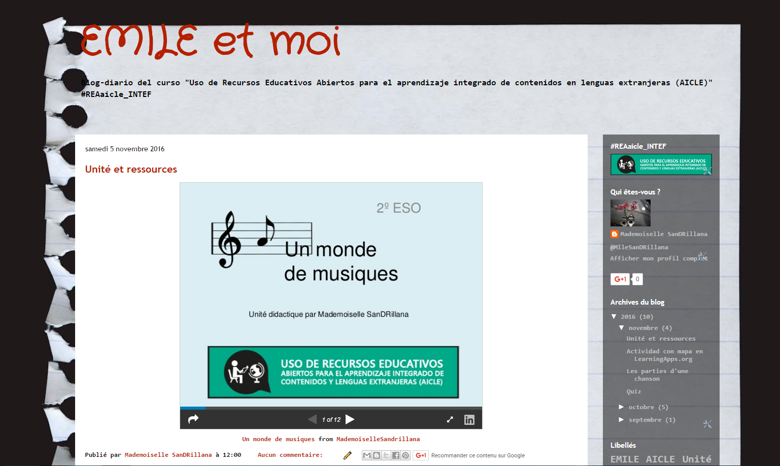 Mi diario del curso  #REAaicle_INTEF 2016