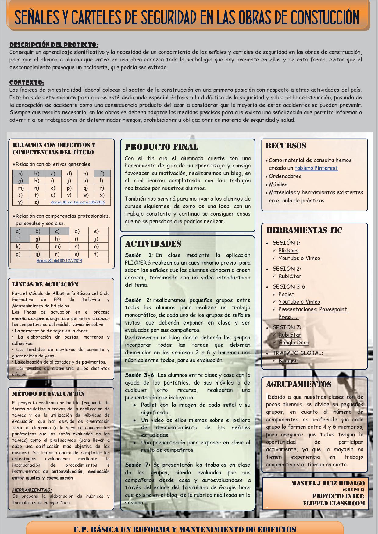 PROYECTO FLIPPED CLASSROOM: SEÑALES Y CARTELES DE SEGURIDAD EN LAS OBRAS DE CONSTRUCCIÓN