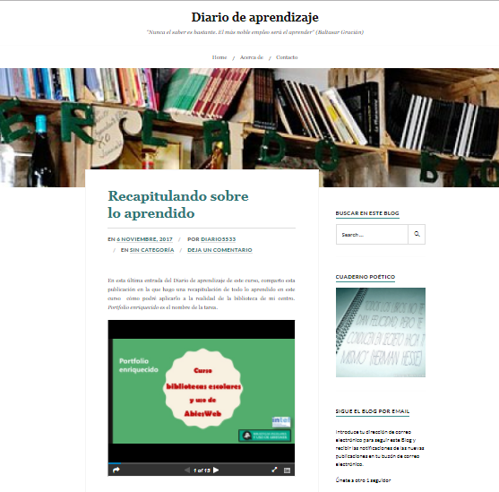 Portfolio de aprendizaje. Curso "Bibliotecas escolares y AbiesWeb"