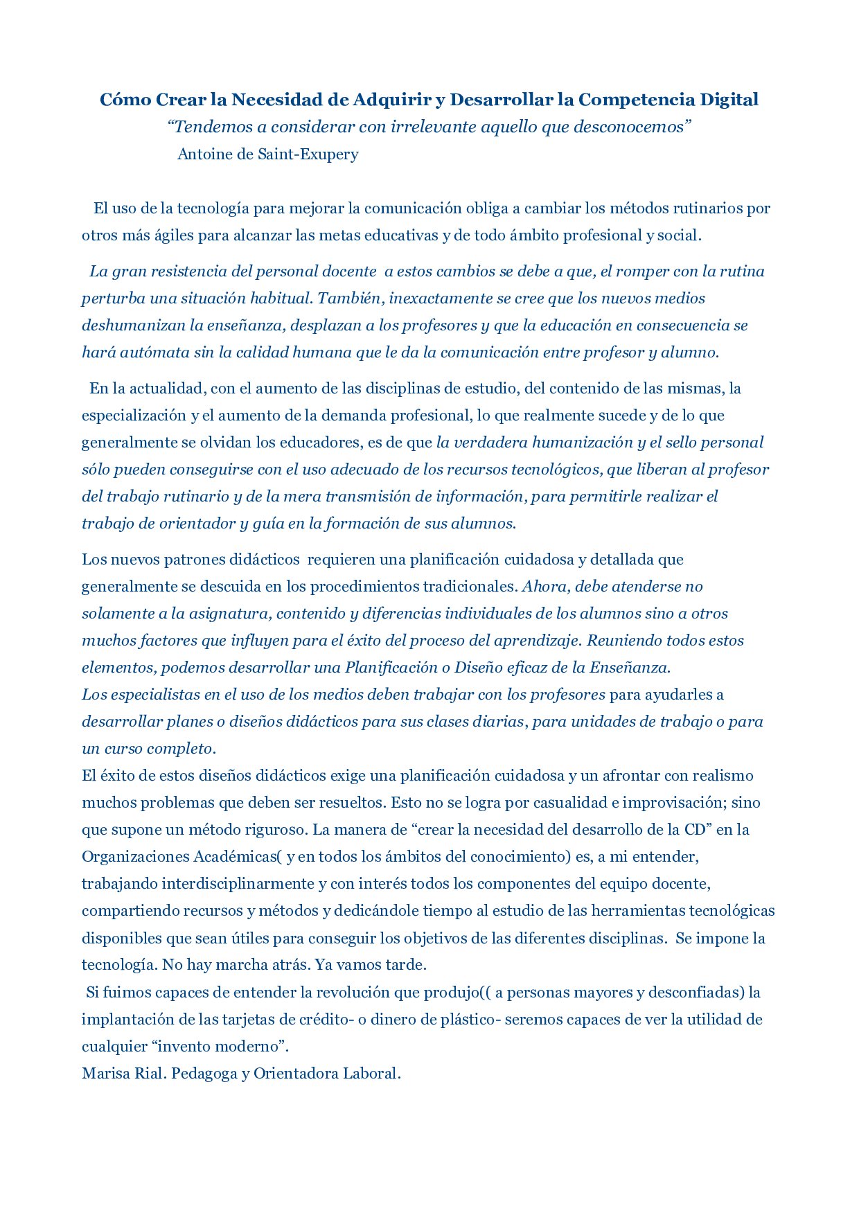 De cómo crear la necesidad de la CD en las organizaciones Educativas (módulo 3)