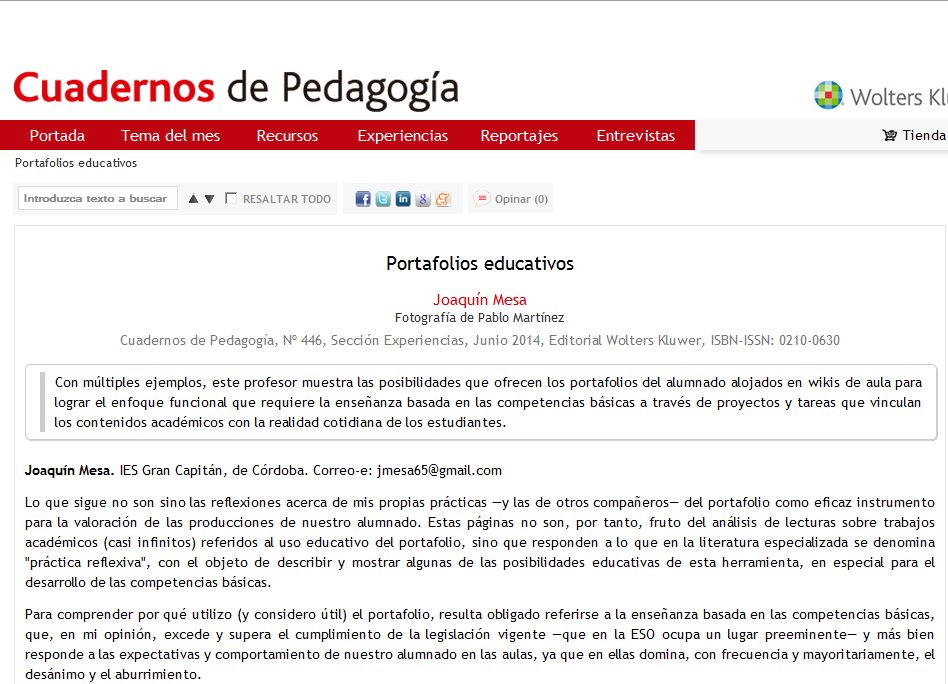 Portafolios en las aulas