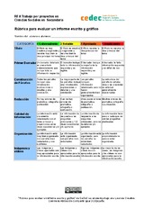 Rúbrica para que los alumnos creen un informe con gráficos y texto
