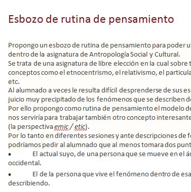 Rutinas de pensamiento en Bachillerato