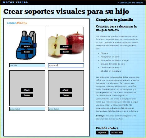 Visual Engine, crea tus tarjetas con pictogramas