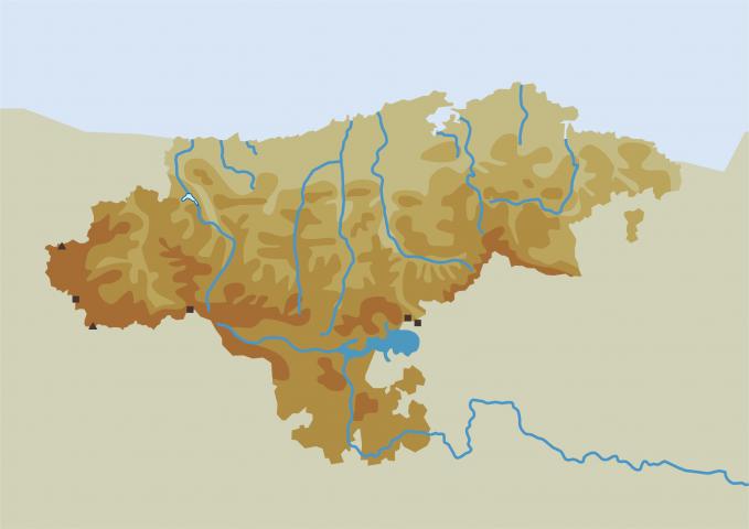 ilustracion Mapa físico de Cantabria 