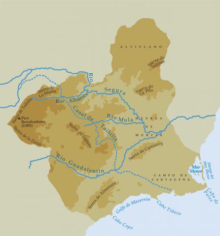 ilustracion Mapa físico de Murcia 