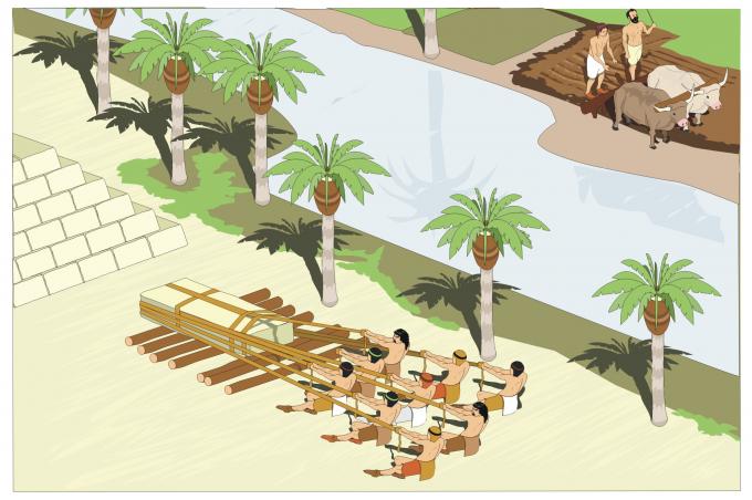 ilustracion Escena que recoge alguna de las principales actividades desarrolladas en el Antiguo Egipto