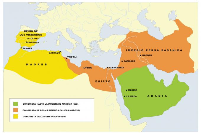 ilustracion Mapa de expansión del Islam
