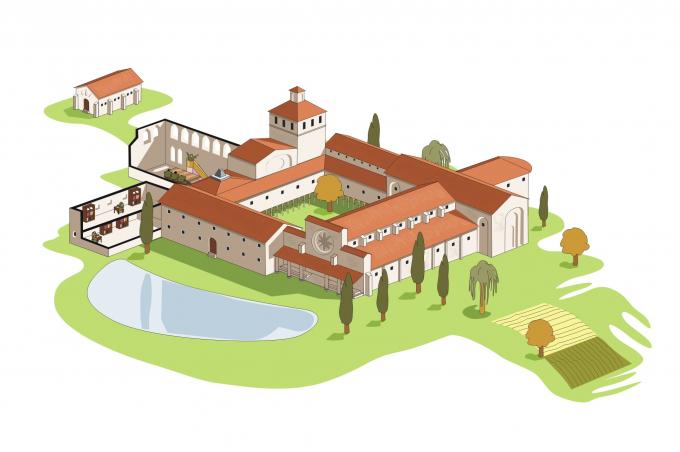 ilustracion Imagen tipo de un monasterio en la Edad Media