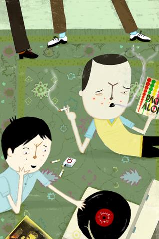 ilustracion Los cachorros: Aprendiendo a bailar y a fumar para ir a fiestas