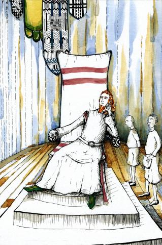 ilustracion El espejo y la máscara: Como prenda de nuestra aprobación, toma esta máscara de oro