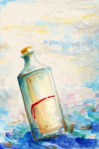 ilustracion Diez negritos: Documento manuscrito enviado a Scotland Yard por el capitán del pesquero Emma Jane en una botella