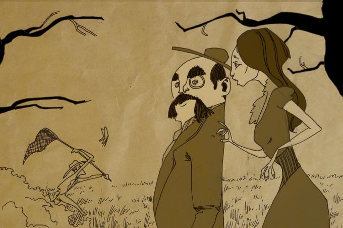 ilustracion El perro de Baskerville: Watson pasea con Beryl 