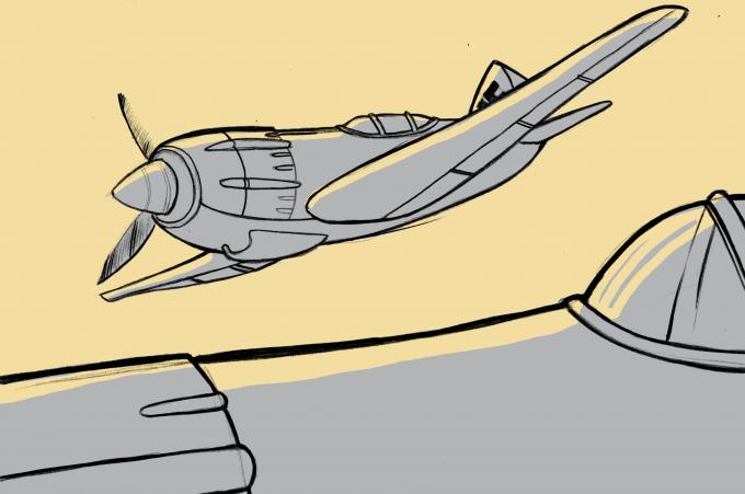 ilustracion El diario de Ana Frank: Los aviones sobrevuelan el refugio