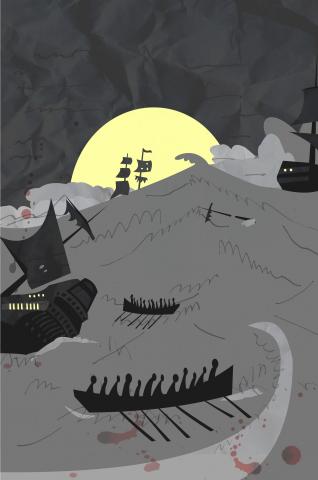 ilustracion Trafalgar: El Santísima Trinidad se va a pique