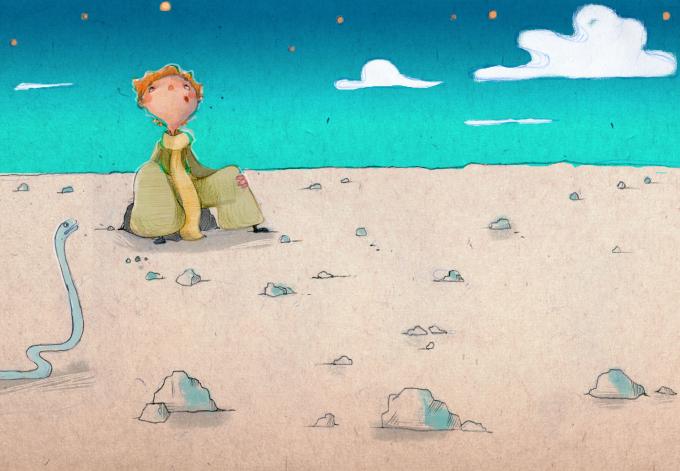 ilustracion El principito: En el desierto