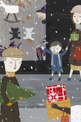 ilustracion Nada: Las alegres y distantes calles de Barcelona en Navidad contrastan con el tétrico ambiente de la casa de la calle Aribau