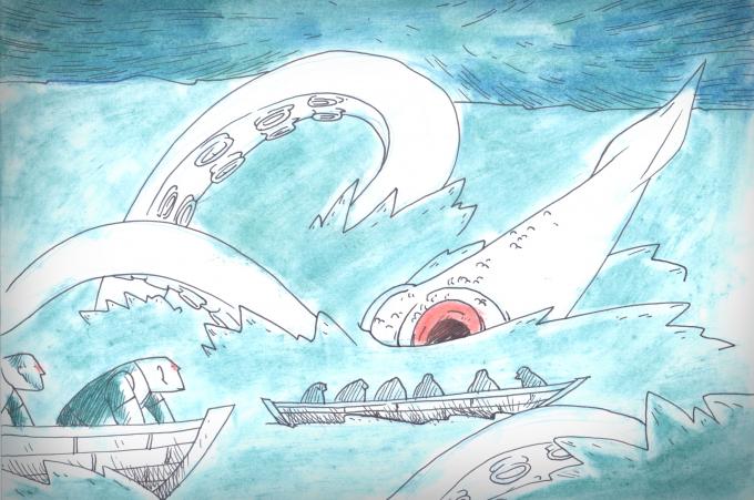 ilustracion Moby-Dick: El calamar gigante
