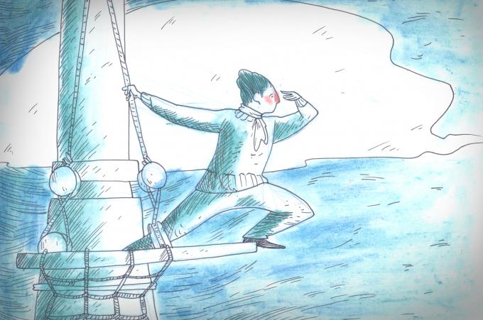 ilustracion Moby-Dick: Ismael en la cofa del trinquete ve un cachalote