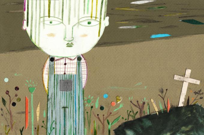 ilustracion Las aventuras de Huckleberry Finn: Huck contempla la supuesta tumba de su padre