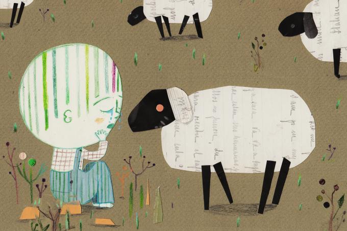 ilustracion Las aventuras de Huckleberry Finn: Huck llora tras perder la balsa y a Jim