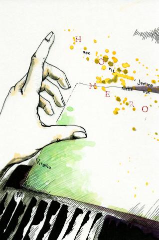 ilustracion Los viajes de Gulliver: El gobernador evocando a otros muertos ilustres