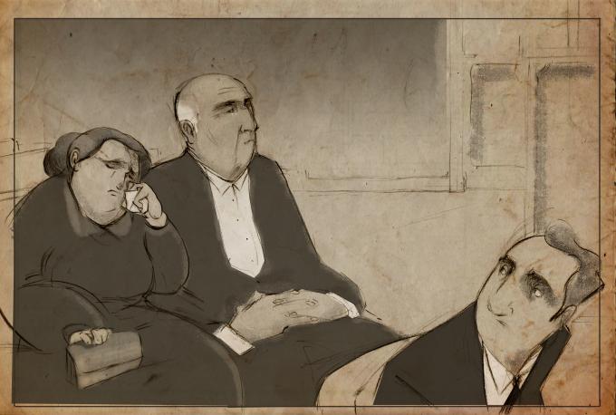 ilustracion A sangre fría: La señora Hickock llora en el juicio