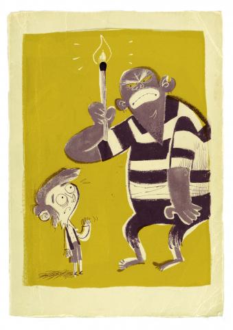 ilustracion La isla del tesoro: Los piratas sorprenden a Jim en el fortín