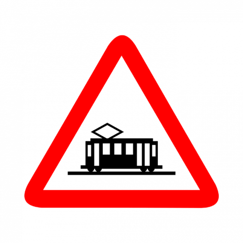 ilustracion Peligro: Cruce de tranvía