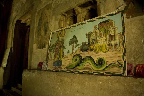 image Abune Za Yohannes matando a la serpiente, monasterio Kibran Gabriel, Etiopía