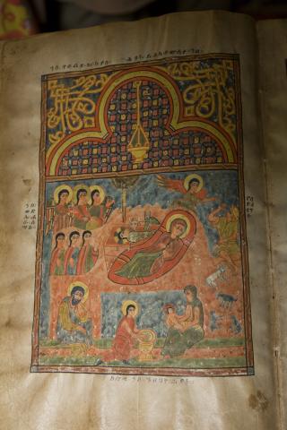 image Nacimiento de Jesús en un códice del museo del monasterio Kibran Gabriel, Etiopía