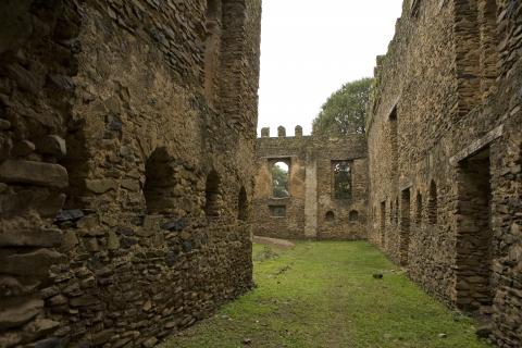 image Interior de los muros de piedra del recinto real de Fasil Ghebi, Etiopía