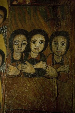 image Detalle de las pinturas al fresco, monasterio Debre Birhan Selassie, Etiopía