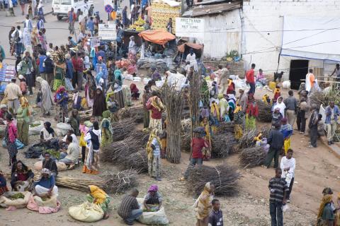 image Vendedores de leña en el mercado cristiano de Harar, Etiopía