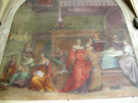 image Fresco del Nacimiento de la Virgen en la Iglesia de la Santissima Annunziata, Florencia, Italia