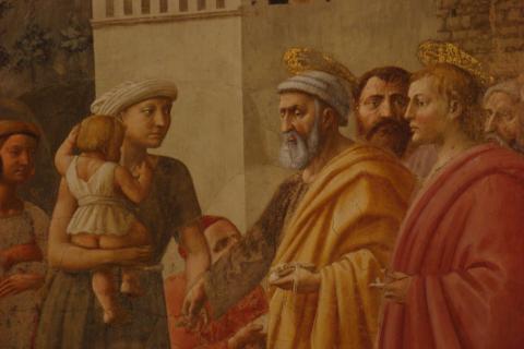 image Detalle de un fresco de la Capilla Brancacci en Santa María del Carmen, Florencia, Italia