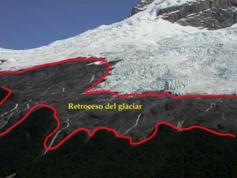 image Retroceso del glaciar seco, Patagonia, Argentina