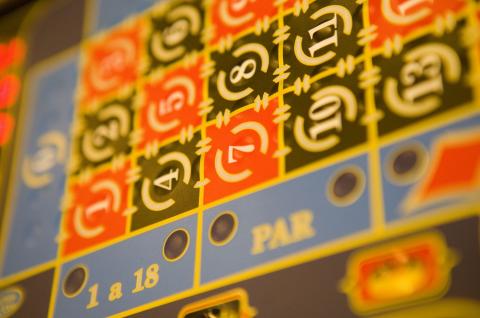 image Detalle del tapete de juego de una ruleta de la Sala Canoe, Madrid