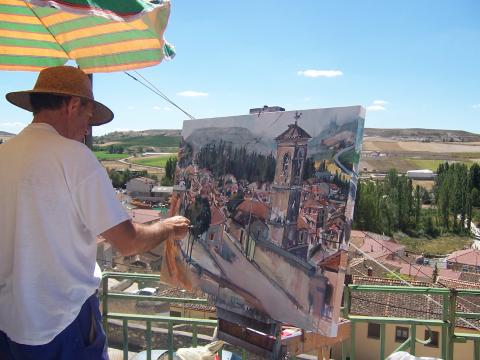 image Severiano Monge pintando Sacramenia, Segovia