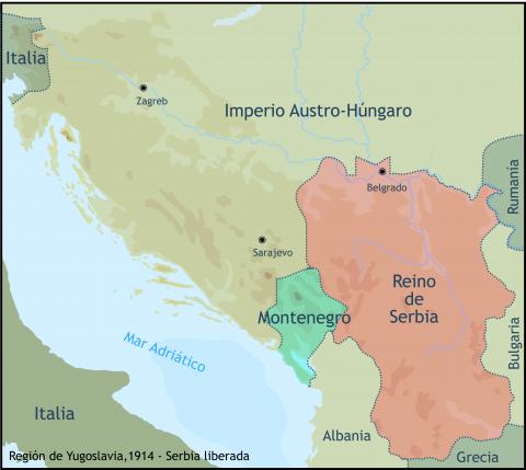 ilustracion Región de Yugoslavia en 1914: Serbia liberada 