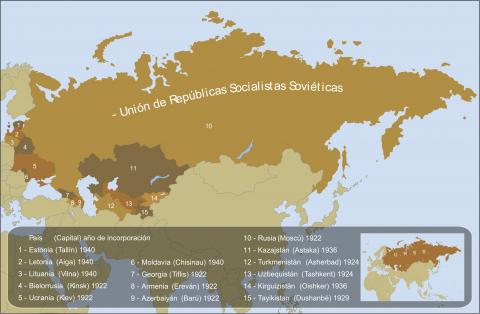 ilustracion Mapa de la Unión de Repúblicas Socialistas Soviéticas 
