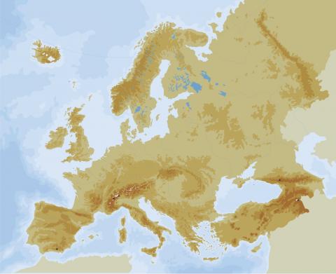 ilustracion Mapa físico de Europa 