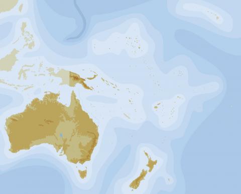 ilustracion Mapa físico de Oceanía 