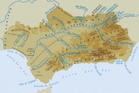 ilustracion Mapa físico de Andalucía 