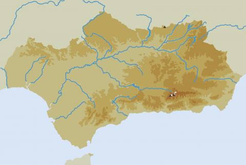ilustracion Mapa físico de Andalucía 