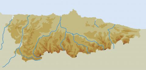 ilustracion Mapa físico de Asturias 